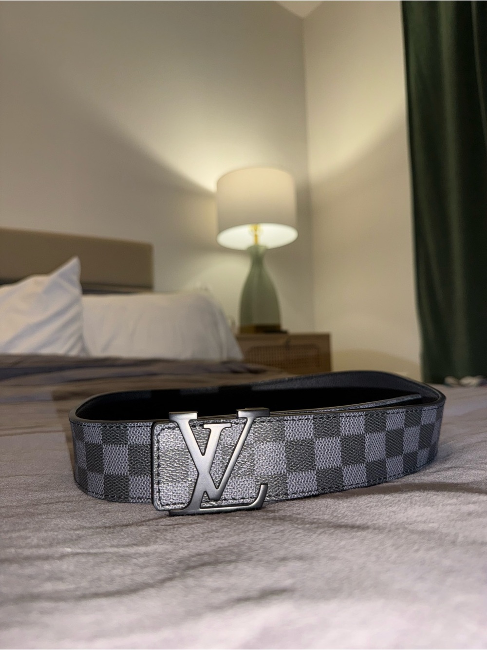 Louis Vuitton Damier Graphite Adjustable Men's Belt in Gray and Black